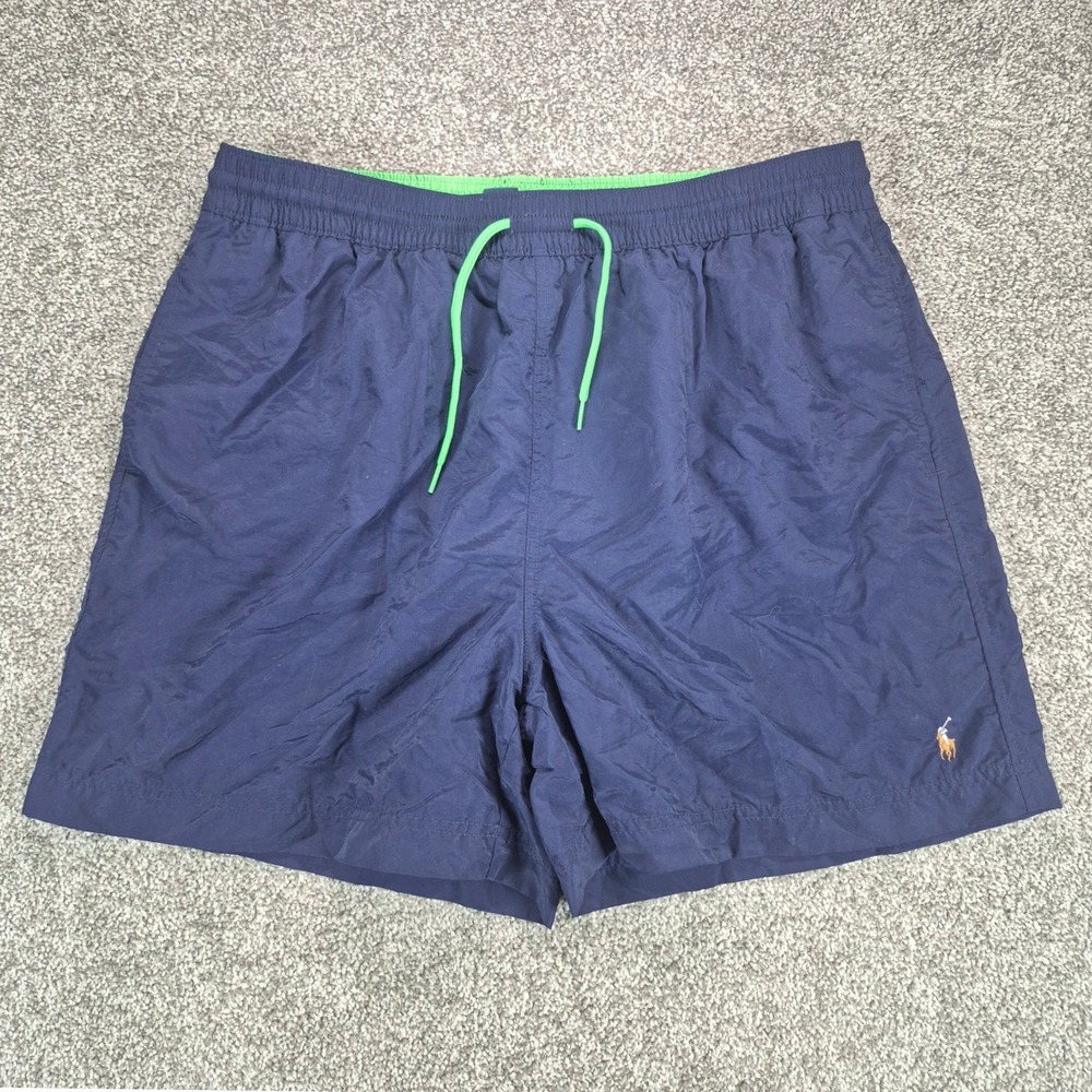Polo Ralph Lauren Swim Trunks Mens XXL Navy Blue Green Pony Mesh Lined Short